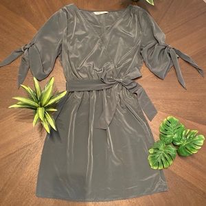 Silky gray tie dress